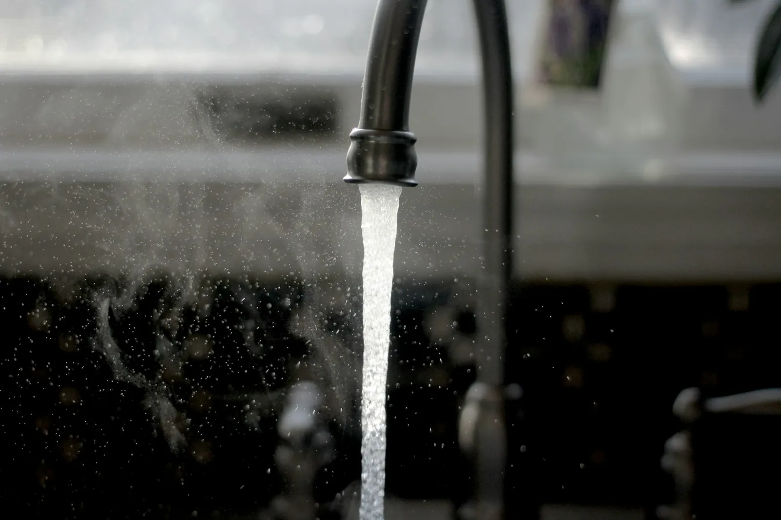 A real kitchen tap in use